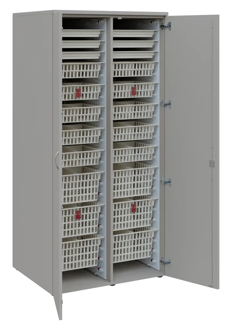 EUROMEDICA D - 90 ABS skříň léková boxová, 2-dveřová, 1950x900x735, korpus šedý, dvířka šedá
